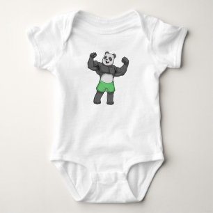 Panda als Bodybuilder in Bodybuilding Romper