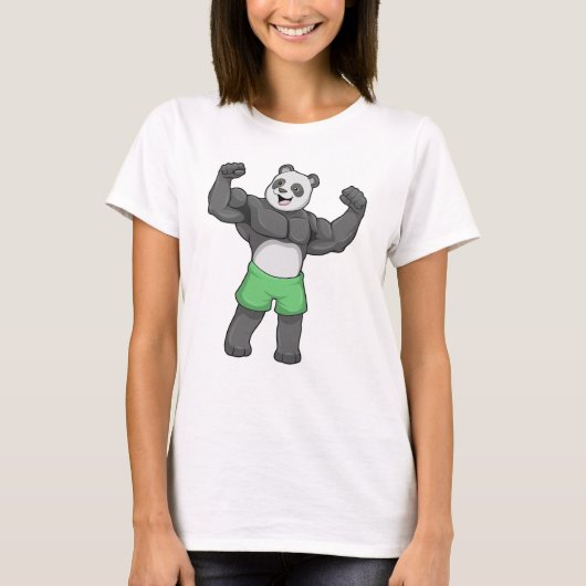 Panda als Bodybuilder in Bodybuilding T-shirt (Voorkant)