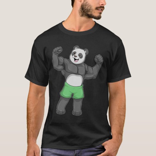 Panda als Bodybuilder in Bodybuilding T-shirt (Voorkant)