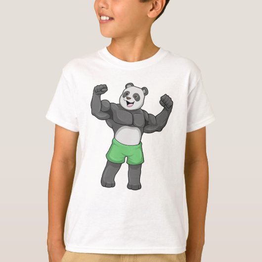 Panda als Bodybuilder in Bodybuilding T-shirt (Voorkant)