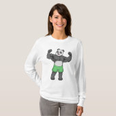 Panda als Bodybuilder in Bodybuilding T-shirt (Voorkant volledig)