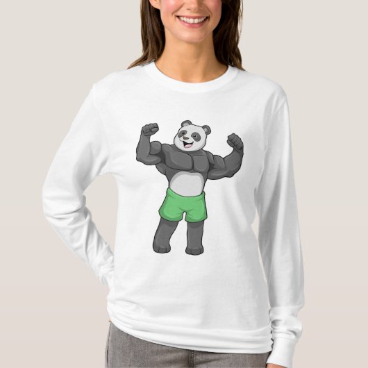 Panda als Bodybuilder in Bodybuilding T-shirt (Voorkant)