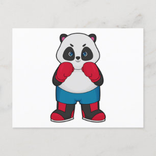 Panda als Boxer met Boxing-handschoenen Briefkaart