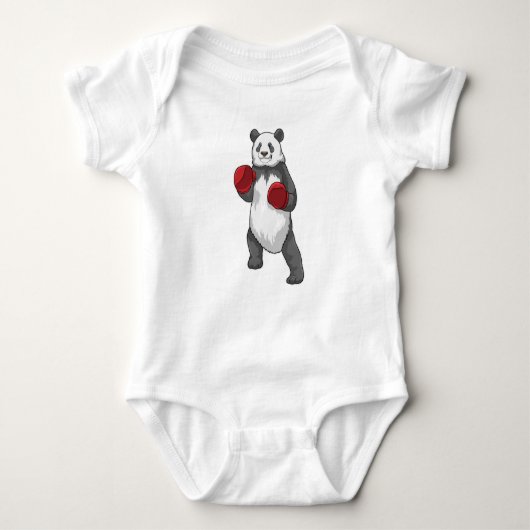 Panda als Boxer met Boxing-handschoenen Romper (Voorkant)