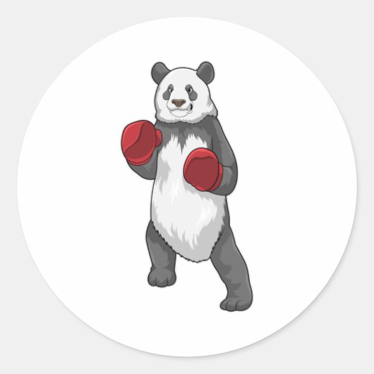 Panda als Boxer met Boxing-handschoenen Ronde Sticker (Voorkant)