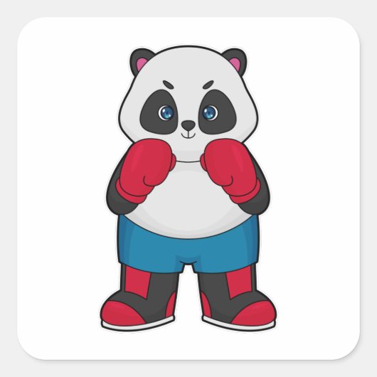Panda als Boxer met Boxing-handschoenen Vierkante Sticker (Voorkant)