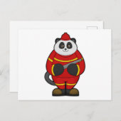 Panda als brandweerman met slang briefkaart (Voorkant / Achterkant)