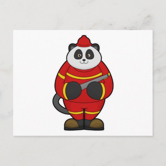 Panda als brandweerman met slang briefkaart (Voorkant)