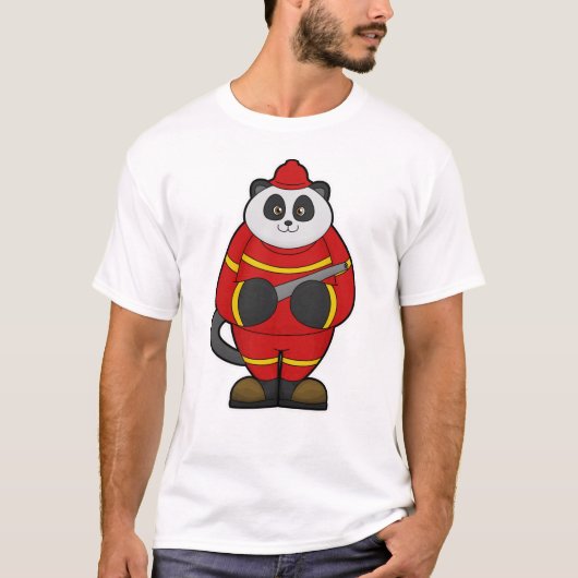 Panda als brandweerman met slang t-shirt (Voorkant)