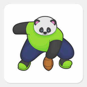 Panda als Football speler met Football Vierkante Sticker