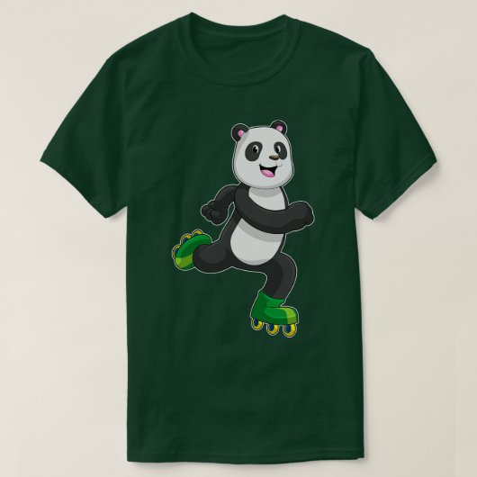 Panda als gealigneerde skater met Roller-schaatsen T-shirt (Design voorkant)