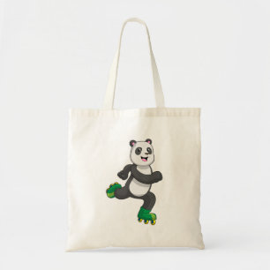 Panda als gealigneerde skater met Roller-schaatsen Tote Bag