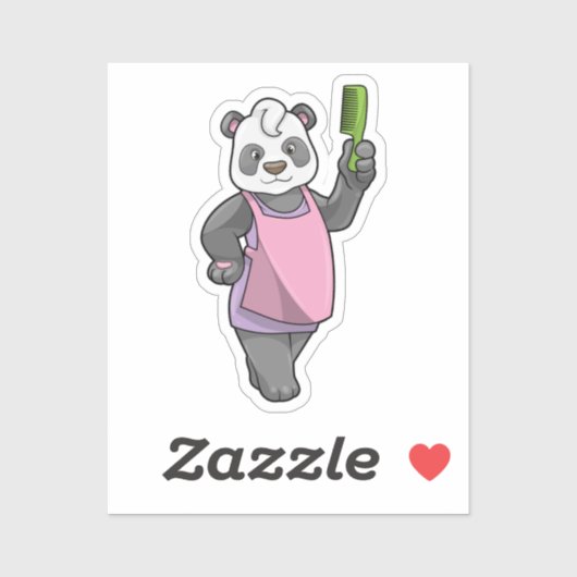 Panda als Hairdresser met Comb Sticker (Vel)
