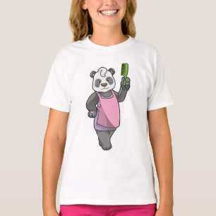 Panda als Hairdresser met Comb T-shirt