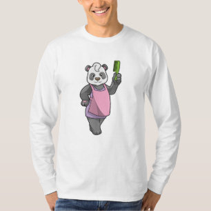 Panda als Hairdresser met Comb T-shirt