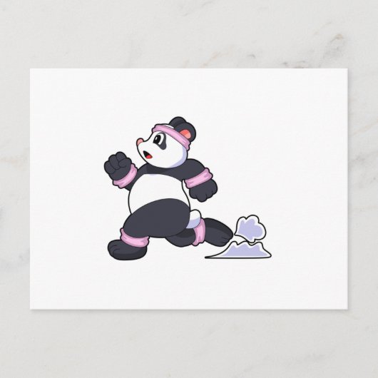 Panda als hardloper tijdens hardlopen briefkaart (Voorkant)