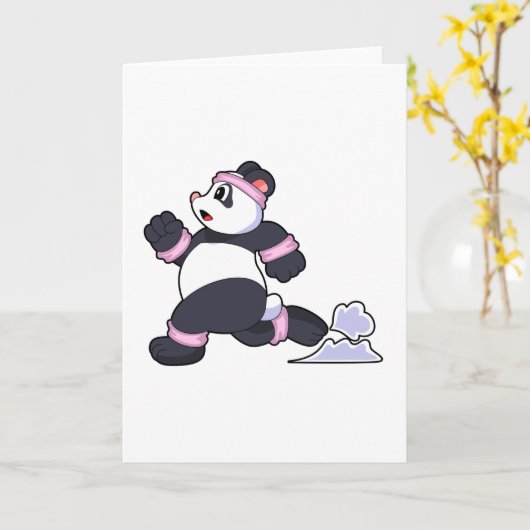 Panda als hardloper tijdens hardlopen kaart (Gele Bloem)