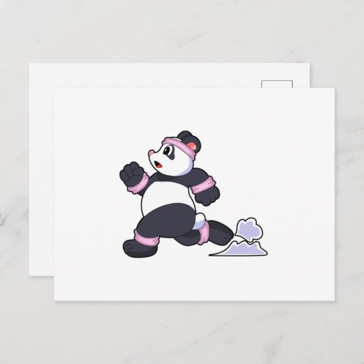 Panda als hardloper tijdens het hardlopen briefkaart (Voorkant / Achterkant)
