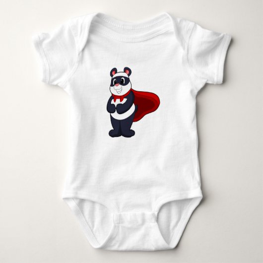 Panda als Hero met Masker & Cape Romper (Voorkant)