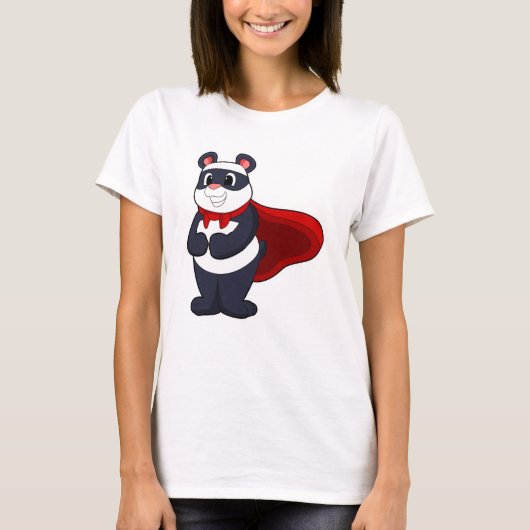 Panda als Hero met Masker & Cape T-shirt (Voorkant)