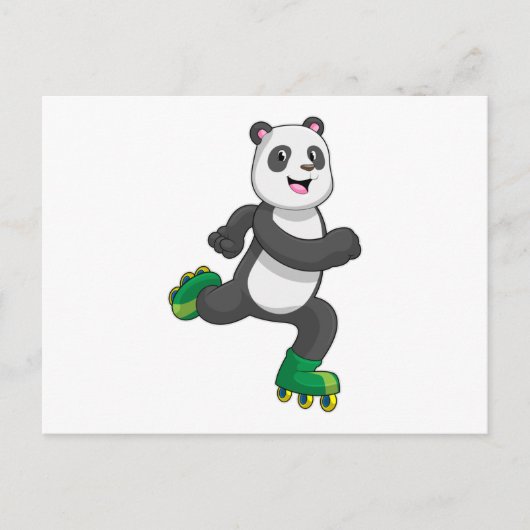 Panda als inline skater met inline skates briefkaart (Voorkant)