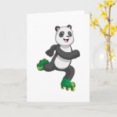 Panda als inline skater met rolschaatsen kaart (Gele Bloem)