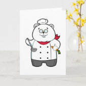 Panda als kok met soeplepel & wortel kaart (Gele Bloem)