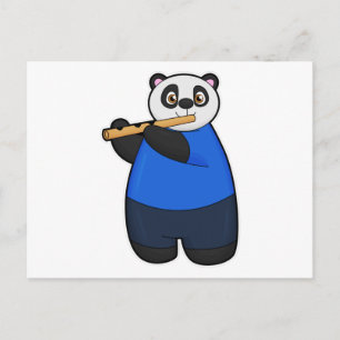 Panda als muzikant met flute briefkaart