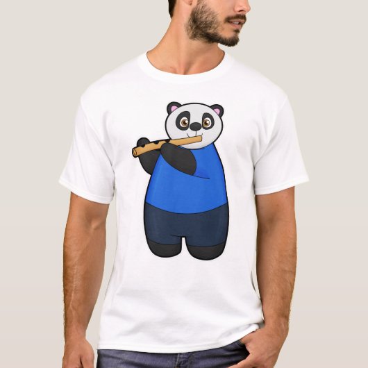 Panda als muzikant met flute t-shirt (Voorkant)