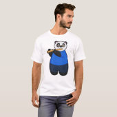 Panda als muzikant met flute t-shirt (Voorkant volledig)