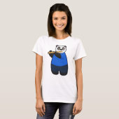 Panda als muzikant met flute t-shirt (Voorkant volledig)