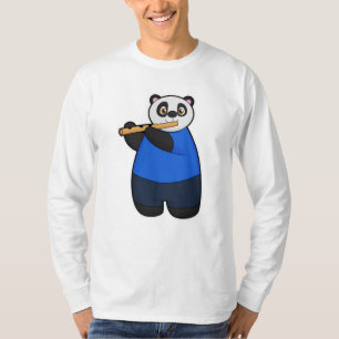 Panda als muzikant met flute t-shirt