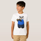 Panda als muzikant met flute t-shirt (Voorkant volledig)