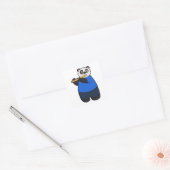 Panda als muzikant met flute vierkante sticker (Envelop)