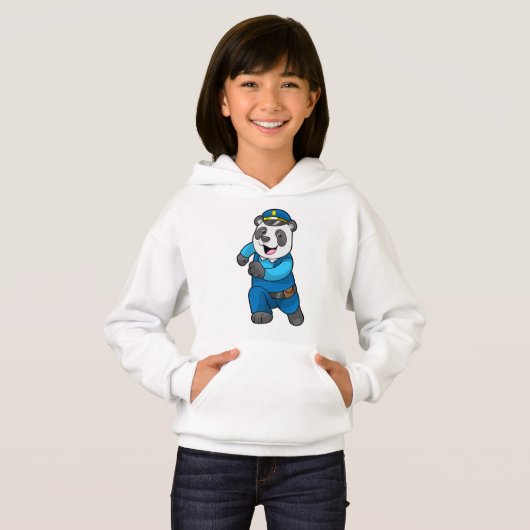 Panda als politieagent met politiële pet (Voorkant volledig)