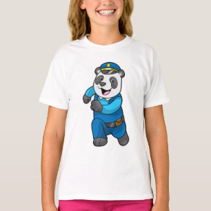 Panda als politieagent met politiële pet t-shirt