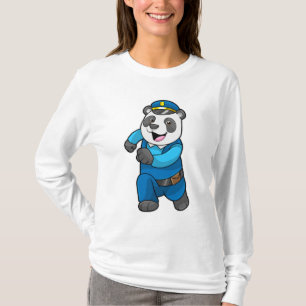 Panda als politieagent met politiële pet t-shirt