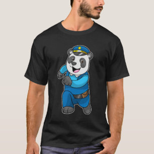 Panda als politieagent met politiële pet t-shirt