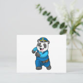 Panda als politieagent met politiepet briefkaart (Staand voorkant)