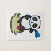Panda als Runner met Scarf Legpuzzel (Horizontaal)