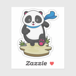 Panda als Runner met Scarf Sticker