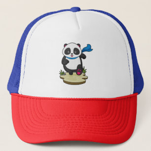 Panda als Runner met Scarf Trucker Pet