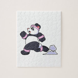 Panda als Runner op Running Legpuzzel