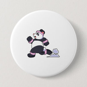 Panda als Runner op Running Ronde Button 7,6 Cm