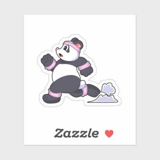 Panda als Runner op Running Sticker (Vel)