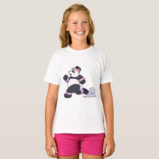 Panda als Runner op Running T-shirt (Voorkant volledig)