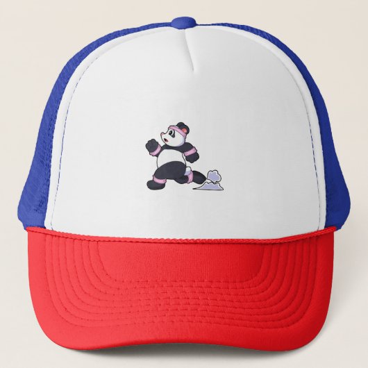 Panda als Runner op Running Trucker Pet (Voorkant)