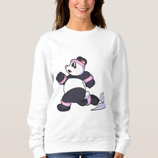 Panda als Runner op Running Trui (Voorkant)