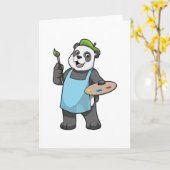 Panda als schilder met kwast & kleur kaart (Gele Bloem)