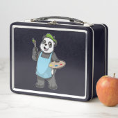 Panda als schilder met penseel en kleur (In situ)